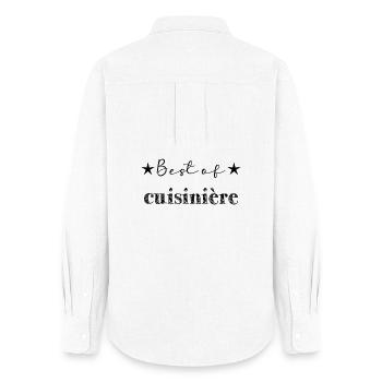 CUISINIERE. MAMAN. FÊTE DES MÈRES. BONNE FÊTE MAMA - Chemise Oxford Femme - blanc - Dos - AI Model Female 172 light (172cm)