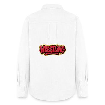 Wrestling Graffiti Schriftzug - Frauen Oxford Hemd - Weiß - Hinten - AI Model Female 172 light (172cm)