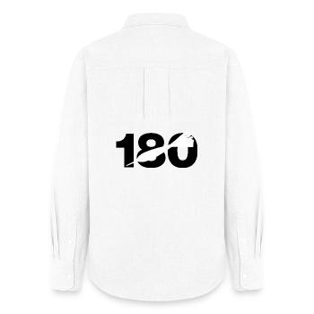 180, score parfait aux fléchettes, cent quatre-vingts - Chemise Oxford Femme - blanc - Dos - AI Model Female 172 light (172cm)