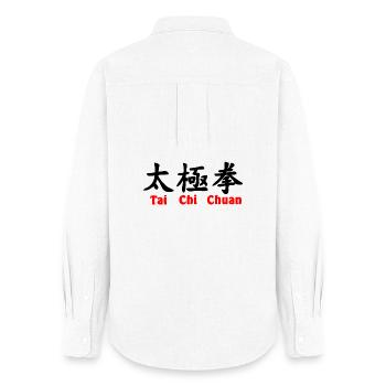 tai ji quan script horizontal with text red - Women's Oxford Shirt - white - Back - AI Model Female 172 light (172cm)