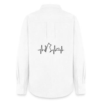 Cats heartbeat lines drawing strokes icon - Women's Oxford Shirt - white - Back - AI Model Female 172 light (172cm)