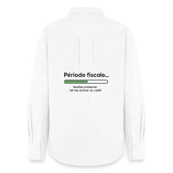 Période fiscale : chargement lent, café rapide - Chemise Oxford Femme - blanc - Dos - AI Model Female 172 light (172cm)