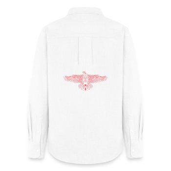 Digital Falcon – Art au trait moderne en rouge - Chemise Oxford Femme - blanc - Dos - AI Model Female 172 light (172cm)