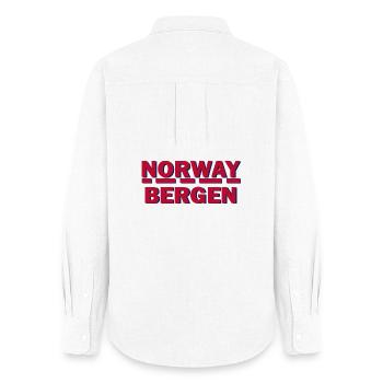 Norvège Bergen - Chemise Oxford Femme - blanc - Dos - AI Model Female 172 light (172cm)