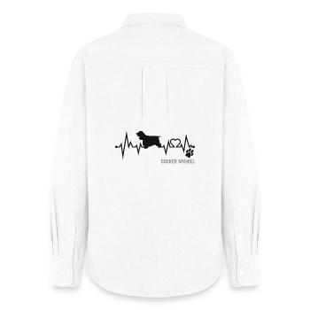 Cocker Spaniel Heartbeat Pulse ECG Dog Gift - Women's Oxford Shirt - white - Back - AI Model Female 172 light (172cm)