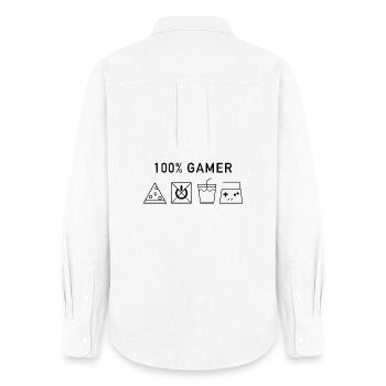 100 Gamer Black Version - Frauen Oxford Hemd - Weiß - Hinten - AI Model Female 172 light (172cm)