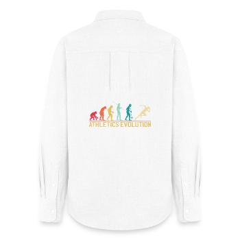Evolution der menschlichen Athleten Kunstdruck - Frauen Oxford Hemd - Weiß - Hinten - AI Model Female 172 light (172cm)