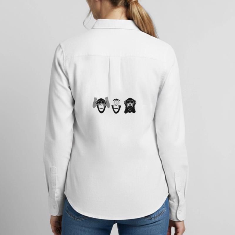 three monkeys, hear nothing see nothing nothing Women's Oxford Shirt
