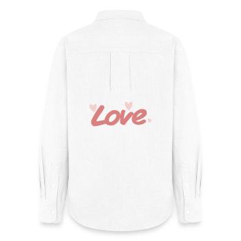 Love rose en calligraphie pinceau - Chemise Oxford Femme - blanc - Dos - AI Model Female 172 light (172cm)