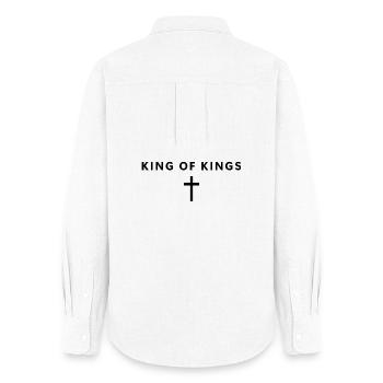 Roi des Rois Foi Minimaliste Jésus Christian - Chemise Oxford Femme - blanc - Dos - AI Model Female 172 light (172cm)