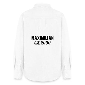 Maximilian est 2000 - Frauen Oxford Hemd - Weiß - Hinten - AI Model Female 172 light (172cm)