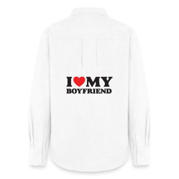 I Love My Boyfriend - Women's Oxford Shirt - white - Back - AI Model Female 172 light (172cm)
