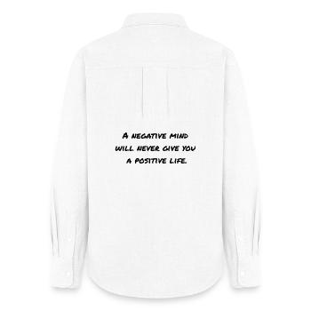 Dicton motivant - Chemise Oxford Femme - blanc - Dos - AI Model Female 172 light (172cm)