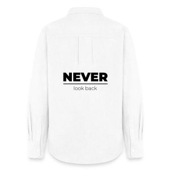 Never look back | Motivations Statement - Frauen Oxford Hemd - Weiß - Hinten - AI Model Female 172 light (172cm)
