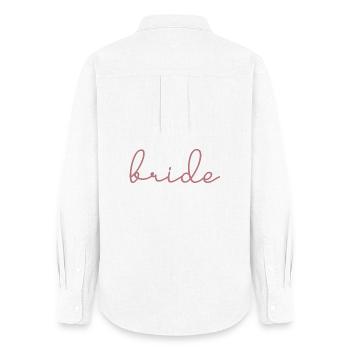 Bride Matching Engagement Bridal Shower Wedding - Women's Oxford Shirt - white - Back - AI Model Female 172 light (172cm)