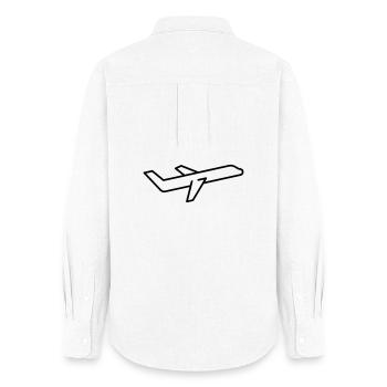 Flugzeug Symbol Umriss aufsteigend fliegend - Frauen Oxford Hemd - Weiß - Hinten - AI Model Female 172 light (172cm)