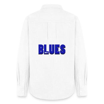 Vibrant Blues Music Typography Design - Women's Oxford Shirt - white - Back - AI Model Female 172 light (172cm)
