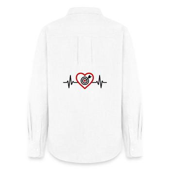 Heart Target Dartboard - Women's Oxford Shirt - white - Back - AI Model Female 172 light (172cm)