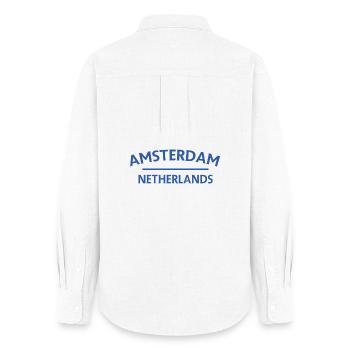 Amsterdam – Niederländisches Textdesign - Frauen Oxford Hemd - Weiß - Hinten - AI Model Female 172 light (172cm)