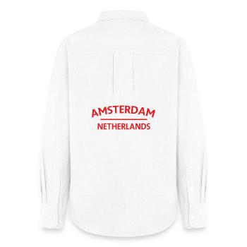 Amsterdam – Niederländisches Textdesign - Frauen Oxford Hemd - Weiß - Hinten - AI Model Female 172 light (172cm)
