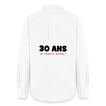 30 ans et toujours puceau ! - Chemise Oxford Femme - blanc - Dos - AI Model Female 172 light (172cm)