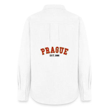 Prague Fondée en 1986 - Chemise Oxford Femme - blanc - Dos - AI Model Female 172 light (172cm)