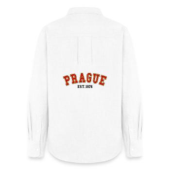Prague fondée en 1976 - Chemise Oxford Femme - blanc - Dos - AI Model Female 172 light (172cm)
