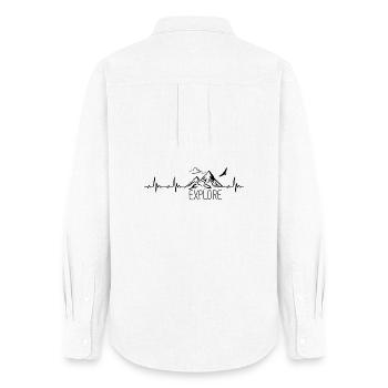 Explore Mountain Mountain Heartbeat Frequency Pulse ECG - Women's Oxford Shirt - white - Back - AI Model Female 172 light (172cm)
