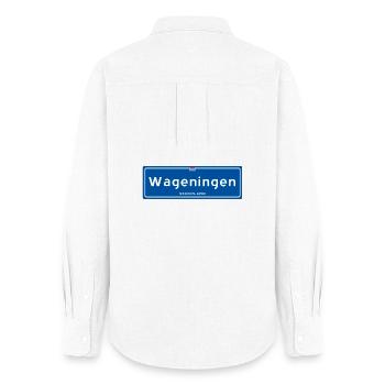 Wageningen town sign - Women's Oxford Shirt - white - Back - AI Model Female 172 light (172cm)