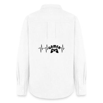 Heartbeat Pulse Gamer Gaming Icon Controller - Women's Oxford Shirt - white - Back - AI Model Female 172 light (172cm)