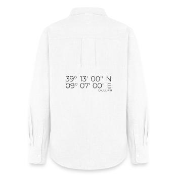 Coordonnées : Calgliari, Sardaigne, Italie - Chemise Oxford Femme - blanc - Dos - AI Model Female 172 light (172cm)
