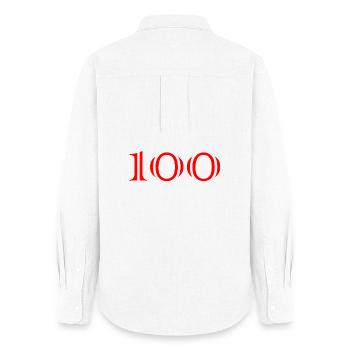 100. 100 YEARS. 100th ANNIVERSARY. BIRTHDAY 100 - Women's Oxford Shirt - white - Back - AI Model Female 172 light (172cm)