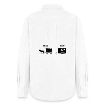Funny Horse Carriage Parody Historical Design - Women's Oxford Shirt - white - Back - AI Model Female 172 light (172cm)