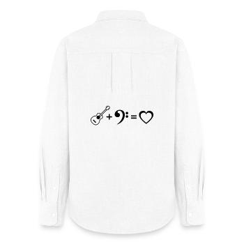 Guitare Basse Love Bas Clef Equation Bassiste - Chemise Oxford Femme - blanc - Dos - AI Model Female 172 light (172cm)