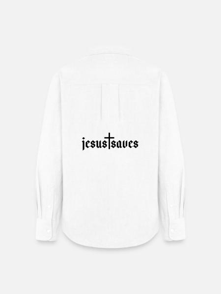 Jesus Saves - Frauen Oxford Hemd - Weiß