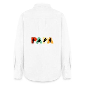 Papa Feuerwehrmann Retro Feuerwehrmann Held Papa - Frauen Oxford Hemd - Weiß - Hinten - AI Model Female 172 light (172cm)