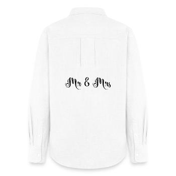 Mr & Mrs schönes Hochzeitsdesign - Frauen Oxford Hemd - Weiß - Hinten - AI Model Female 172 light (172cm)