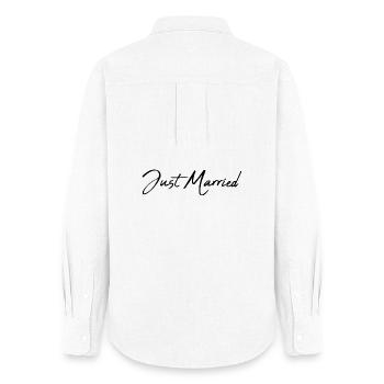JUST MARRIED. EVJF. SAINT VALENTIN. COUPLE - Chemise Oxford Femme - blanc - Dos - AI Model Female 172 light (172cm)