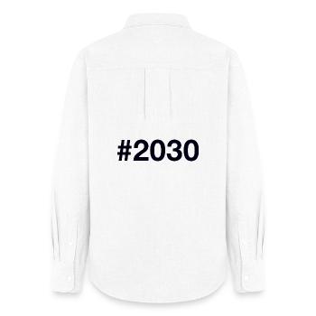 2030 Hashtag - Chemise Oxford Femme - blanc - Dos - AI Model Female 172 light (172cm)