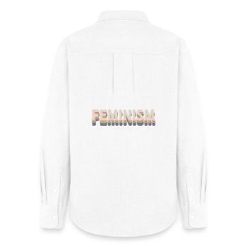 Feminism - Feminist Logo T-Shirt - Women's Oxford Shirt - white - Back - AI Model Female 172 light (172cm)
