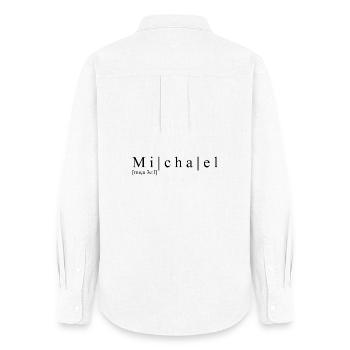 Name abstrakt Typografisch Weiß Michael - Frauen Oxford Hemd - Weiß - Hinten - AI Model Female 172 light (172cm)