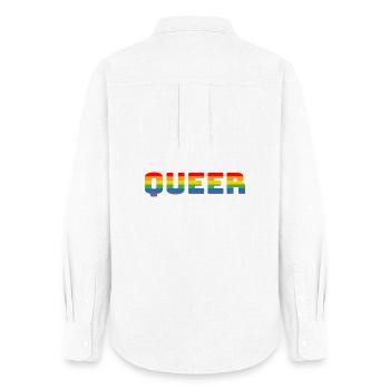 Regenbogen queer LGBT CSD Shirt lgbtqi queer - Frauen Oxford Hemd - Weiß - Hinten - AI Model Female 172 light (172cm)
