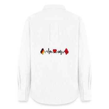 Cardio coeur avec drapeau Allemagne et drapeau Maroc - Chemise Oxford Femme - blanc - Dos - AI Model Female 172 light (172cm)