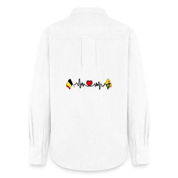 Cardio coeur Drapeau Belgique et drapeau Brabant wallon - Chemise Oxford Femme - blanc - Dos - AI Model Female 172 light (172cm)
