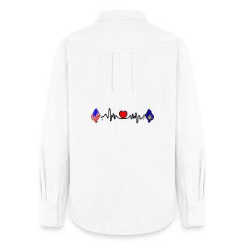 Cardio cardiaque avec drapeau des États-Unis et drapeau du Nebraska - Chemise Oxford Femme - blanc - Dos - AI Model Female 172 light (172cm)