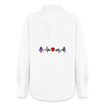 Cardio heart avec drapeau des États-Unis et drapeau de l’Ohio - Chemise Oxford Femme - blanc - Dos - AI Model Female 172 light (172cm)