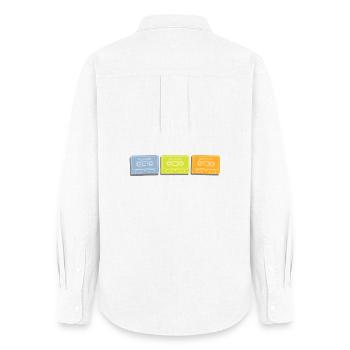 Musikkassetten Kassetten in Retro Pastellfarben - Frauen Oxford Hemd - Weiß - Hinten - AI Model Female 172 light (172cm)