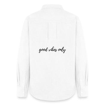 Positive Energy Statement Shirt  - Frauen Oxford Hemd - Weiß - Hinten - AI Model Female 172 light (172cm)