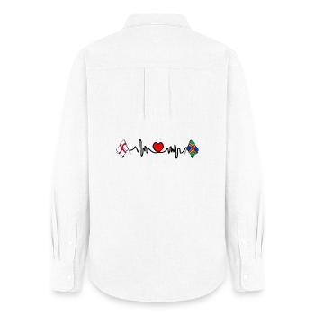 Drapeau du Lincolnshire + Drapeau anglais - Chemise Oxford Femme - blanc - Dos - AI Model Female 172 light (172cm)
