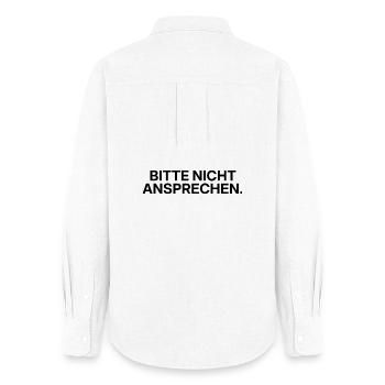 Bitte nicht ansprechen – minimalistisches Statemen - Frauen Oxford Hemd - Weiß - Hinten - AI Model Female 172 light (172cm)